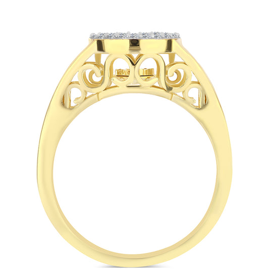 Arannyal Bevont Ezüst Gyűrű Kognak Gyémánttal és Fehér Topázzal