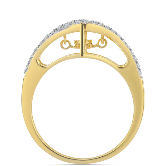 Arannyal Bevont Ezüst Gyűrű Kognak Gyémánttal és Fehér Topázzal