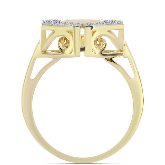 Arannyal Bevont Ezüst Gyűrű Kognak Gyémánttal és Fehér Topázzal