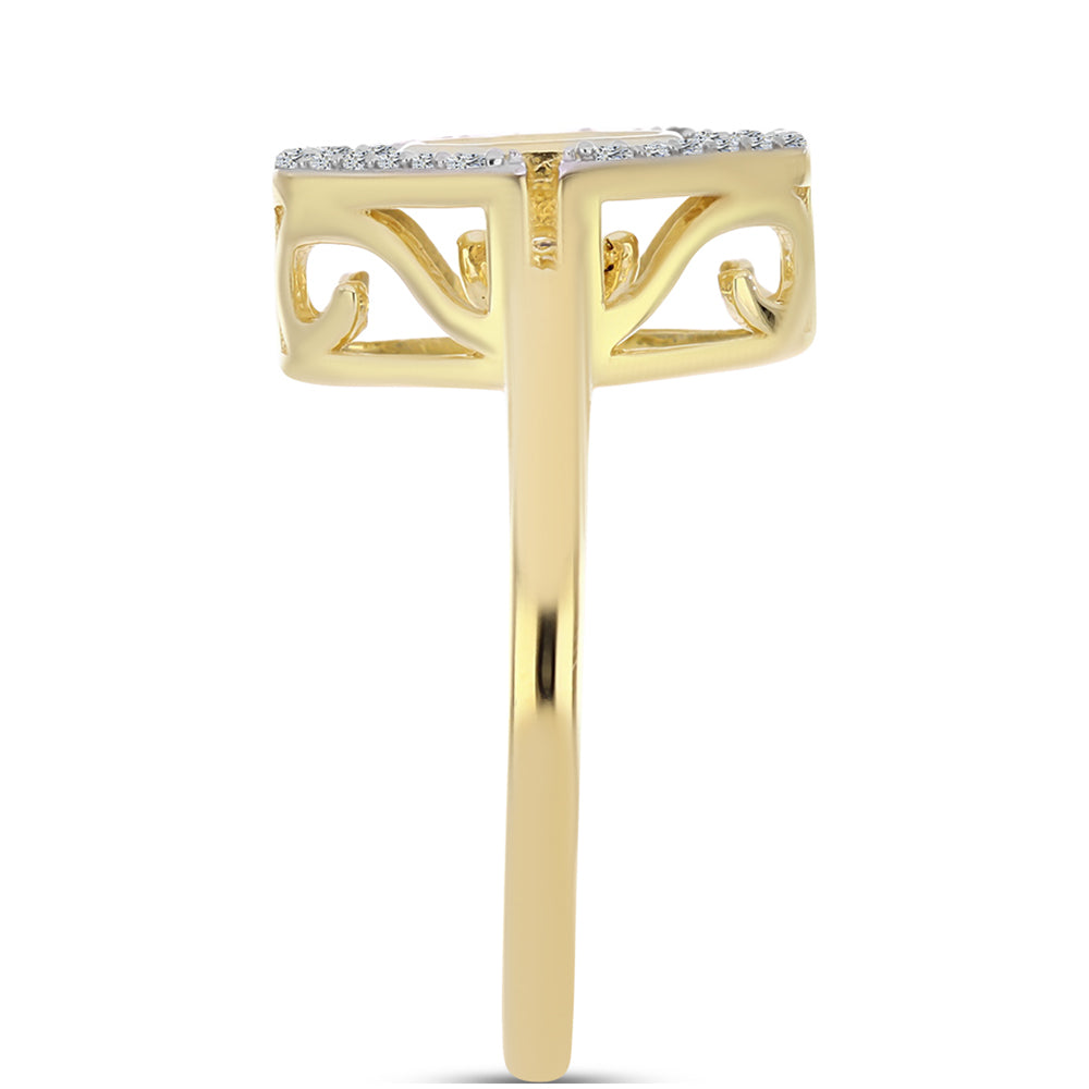 Arannyal Bevont Ezüst Gyűrű Kognak Gyémánttal és Fehér Topázzal 4 