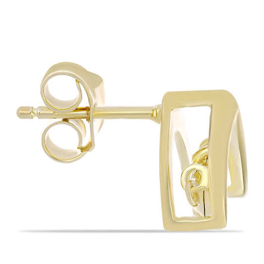 Arannyal Bevont Ezüst Fülbevaló Kognak Gyémánttal