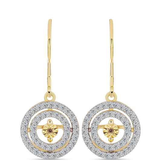 Arannyal Bevont Ezüst Fülbevaló Kognak Gyémánttal és Fehér Topázzal