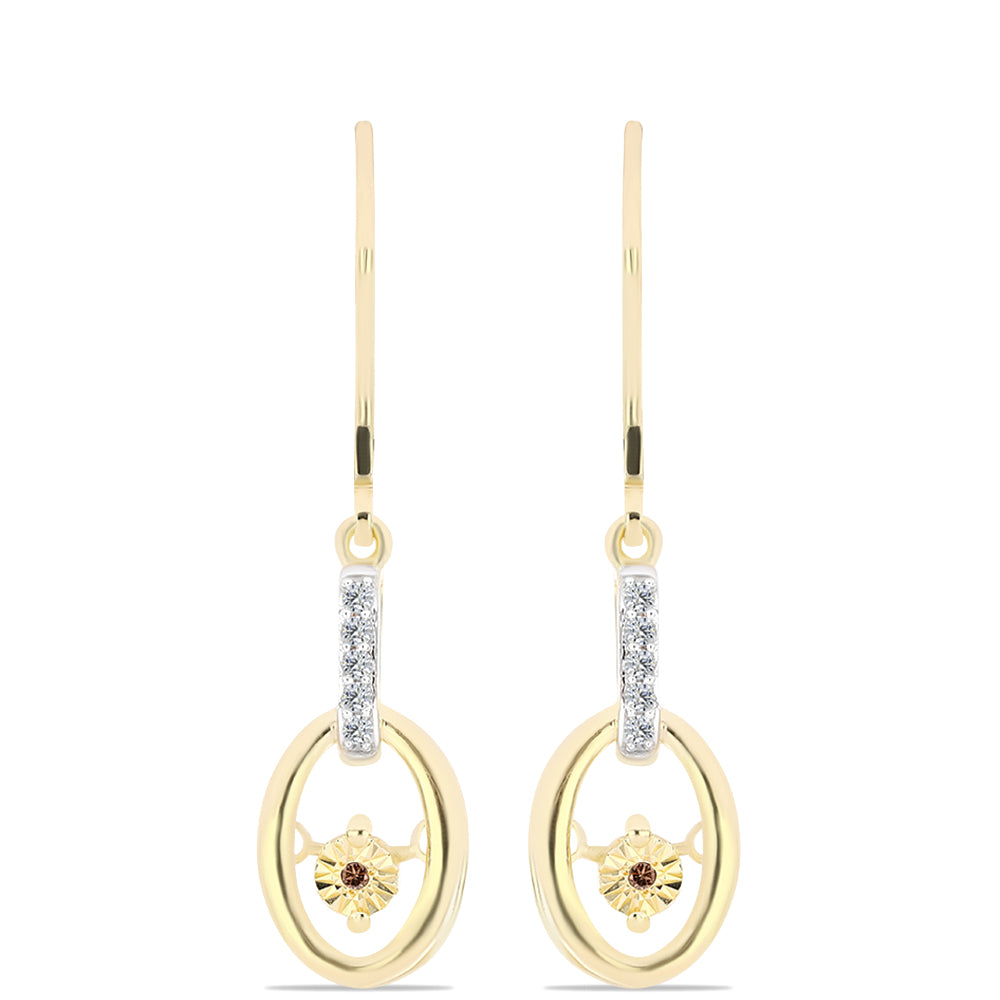 Arannyal Bevont Ezüst Fülbevaló Kognak Gyémánttal és Fehér Topázzal 1 