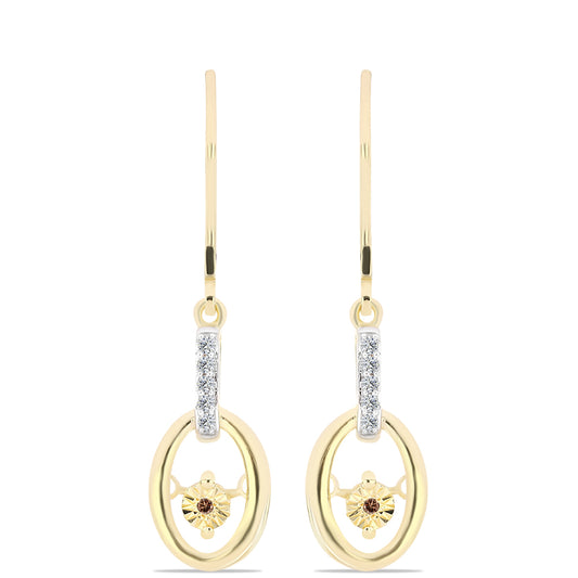 Arannyal Bevont Ezüst Fülbevaló Kognak Gyémánttal és Fehér Topázzal