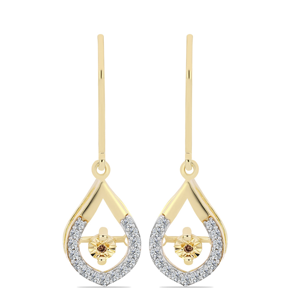 Arannyal Bevont Ezüst Fülbevaló Kognak Gyémánttal és Fehér Topázzal 1 