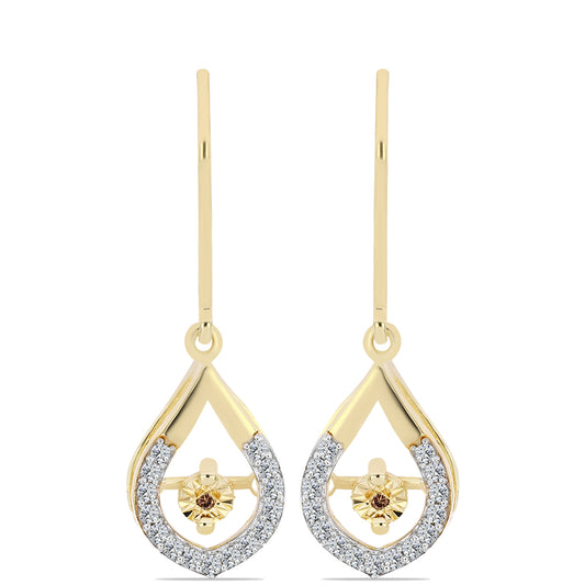 Arannyal Bevont Ezüst Fülbevaló Kognak Gyémánttal és Fehér Topázzal