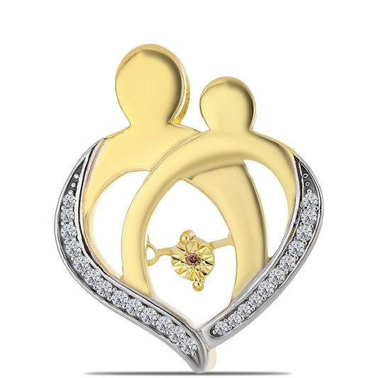 Arannyal Bevont Ezüst Medál Kognak Gyémánttal és Fehér Topázzal