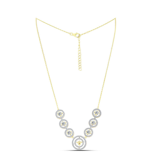 Arannyal Bevont Ezüst Nyaklánc Kognak Gyémánttal és Fehér Topázzal