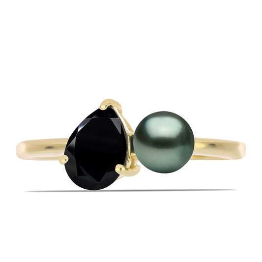 Arannyal Bevont Ezüst Gyűrű "Tahiti-zöld" illúzió édesvízi Kagylógyönggyel és Spinellel