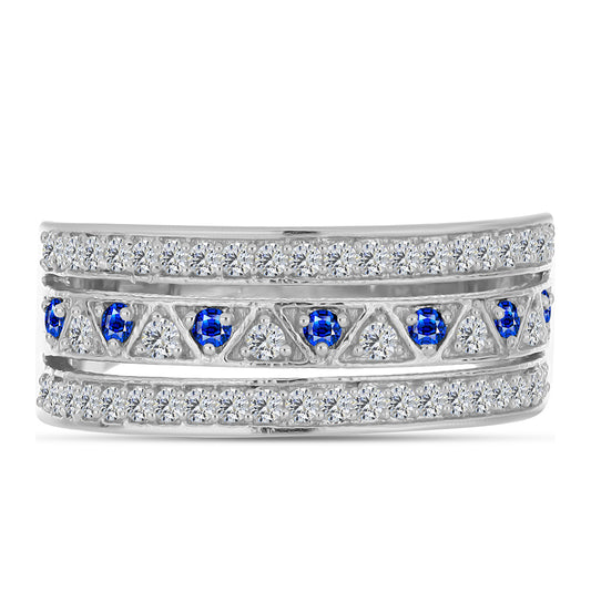 Ezüst Gyűrű Ausztrál Kék Zafírral és Fehér Topázzal