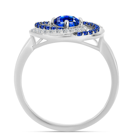 Ezüst Gyűrű Ausztrál Kék Zafírral és Fehér Topázzal