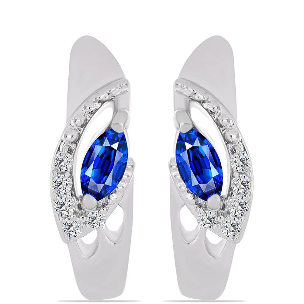 Ezüst Fülbevaló Ausztrál Kék Zafírral és Fehér Topázzal