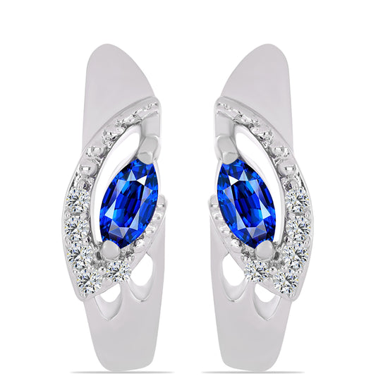 Ezüst Fülbevaló Ausztrál Kék Zafírral és Fehér Topázzal
