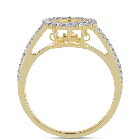 Arannyal Bevont Ezüst Gyűrű Kognak Gyémánttal és Fehér Topázzal