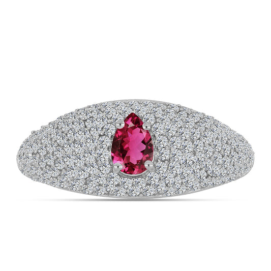 Ezüst Gyűrű Cruzeroi Rubellittel és Fehér Topázzal