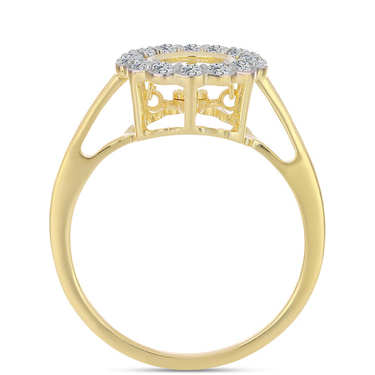 Arannyal Bevont Ezüst Gyűrű Kognak Gyémánttal és Fehér Topázzal