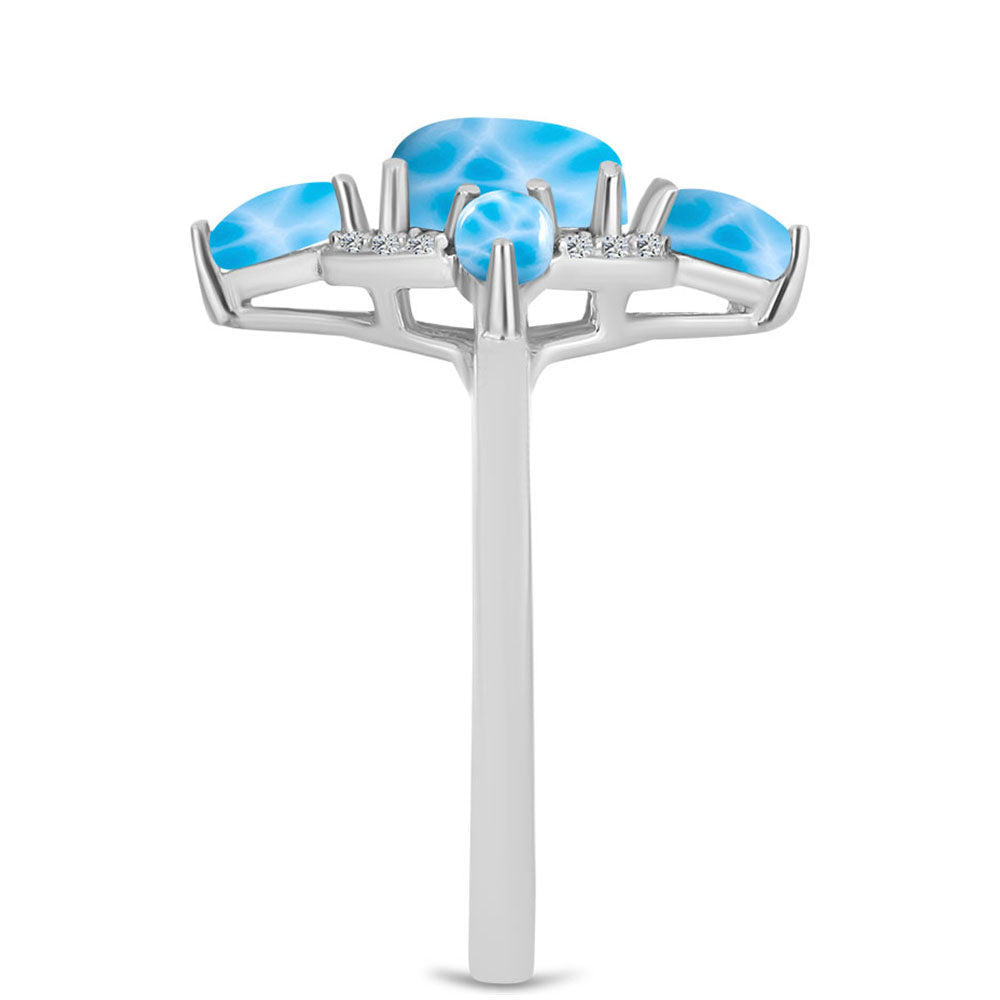 Ezüst Gyűrű Barahonai Larimarral és Fehér Topázzal 4 