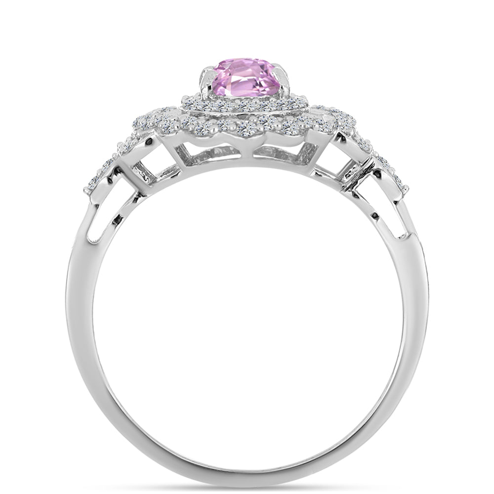 Ezüst Gyűrű Palai Kunzittal és Fehér Topázzal