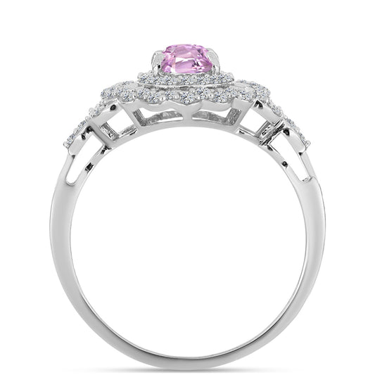 Ezüst Gyűrű Palai Kunzittal és Fehér Topázzal