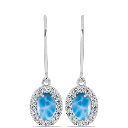 Ezüst Fülbevaló Barahonai Larimarral és Fehér Topázzal