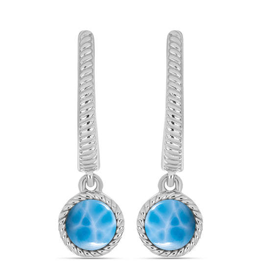 Ezüst Fülbevaló Barahonai Larimarral