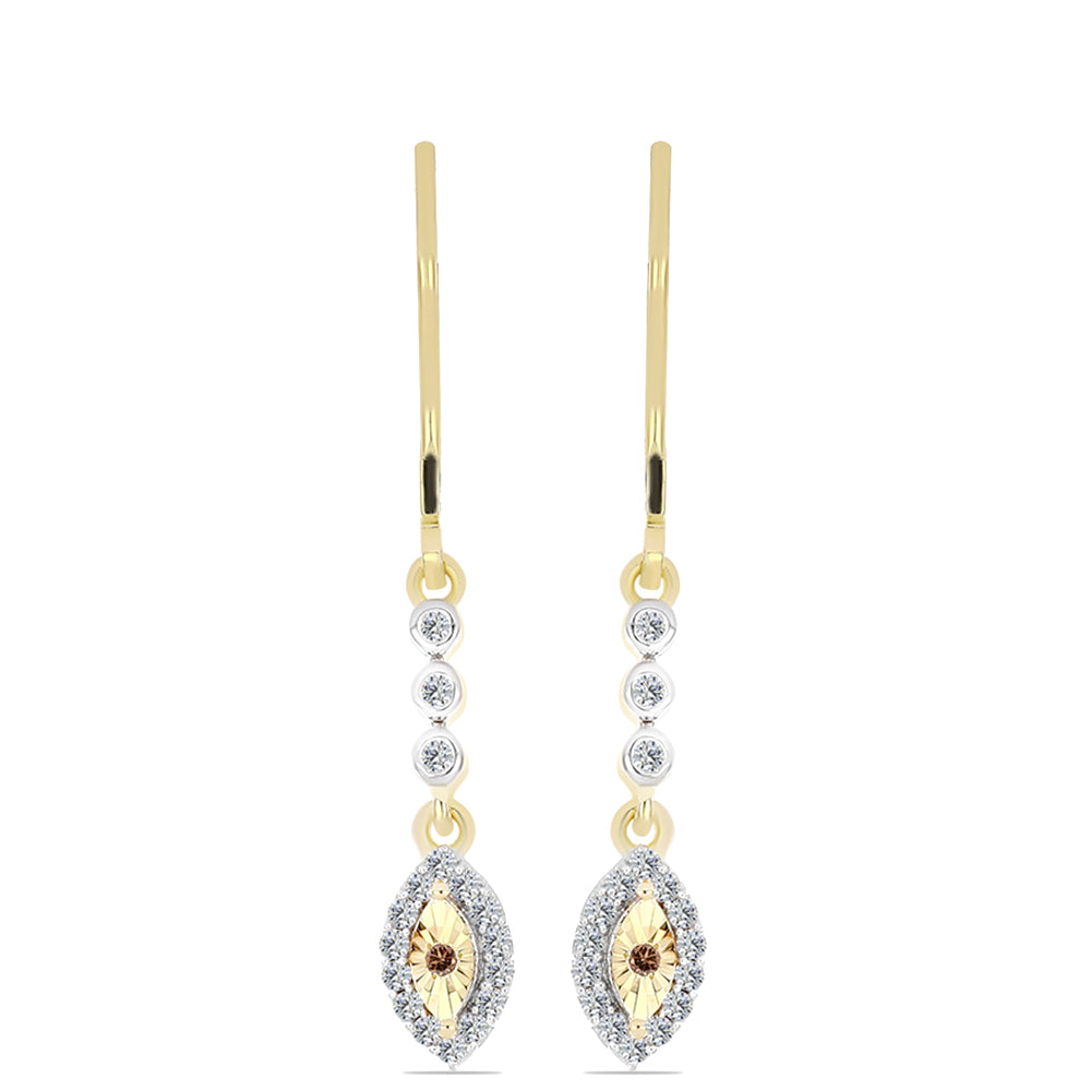 Arannyal Bevont Ezüst Fülbevaló Kognak Gyémánttal és Fehér Topázzal