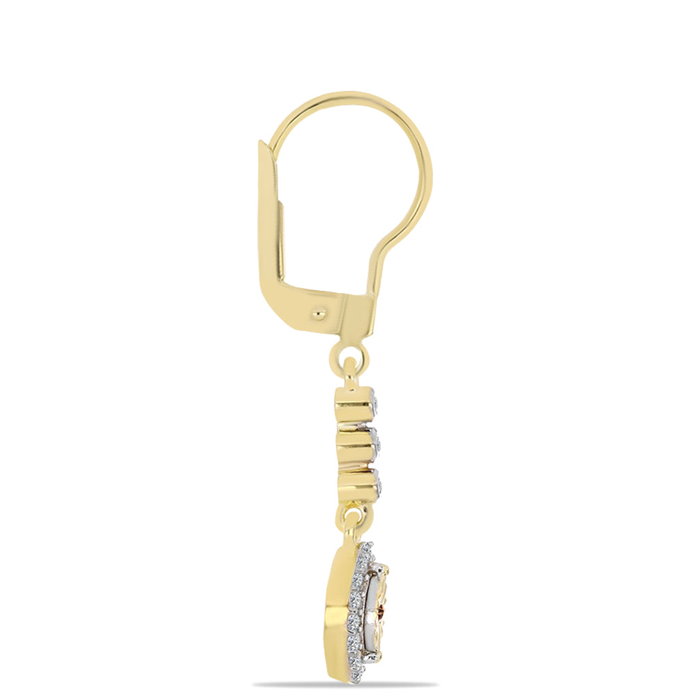 Arannyal Bevont Ezüst Fülbevaló Kognak Gyémánttal és Fehér Topázzal 2 