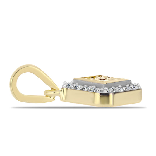 Arannyal Bevont Ezüst Medál Kognak Gyémánttal és Fehér Topázzal