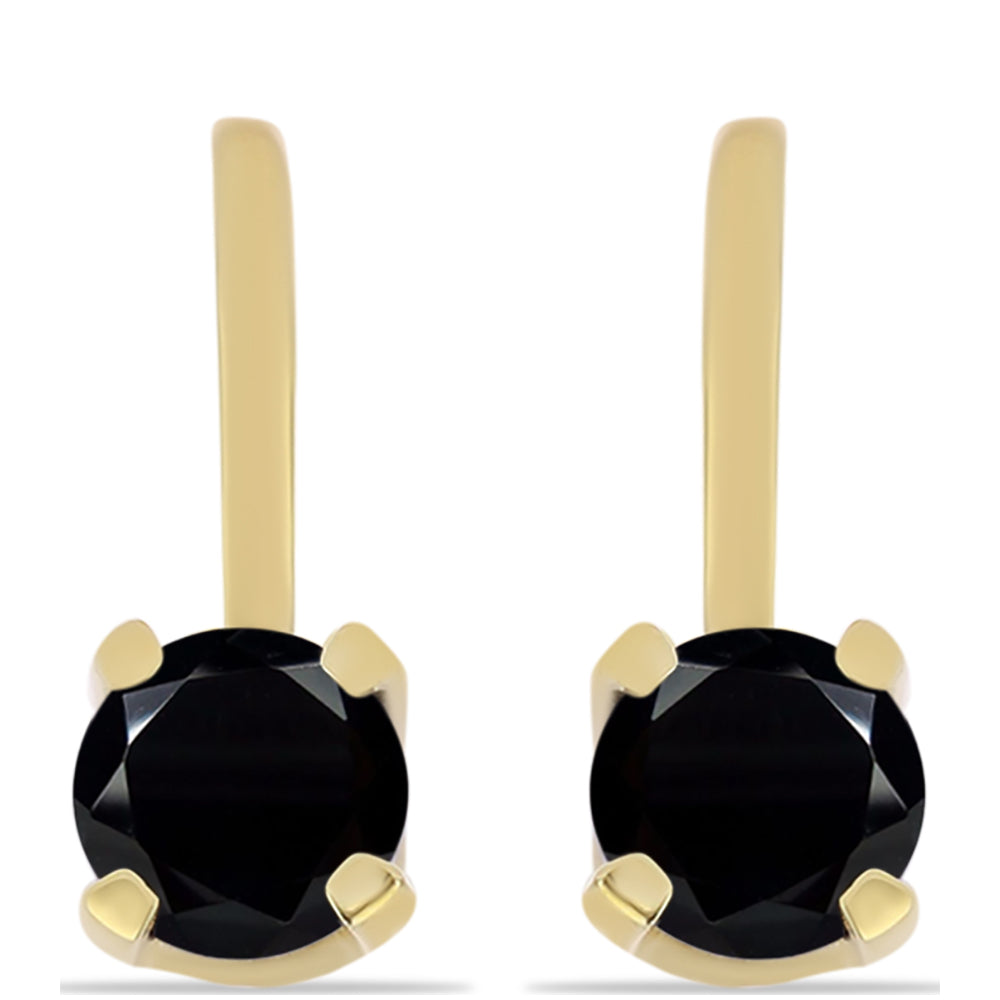 Arannyal Bevont Ezüst Fülbevaló Fekete Onixszal 1 