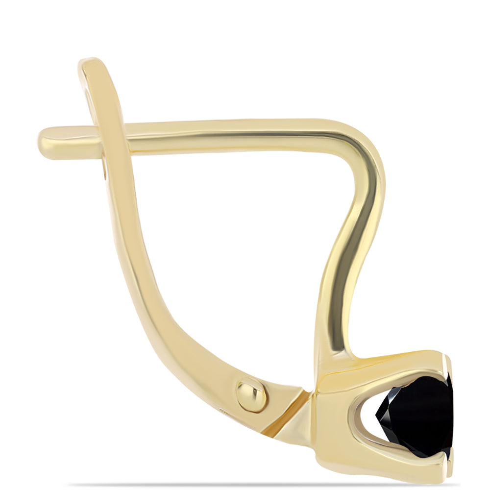 Arannyal Bevont Ezüst Fülbevaló Fekete Onixszal 2 