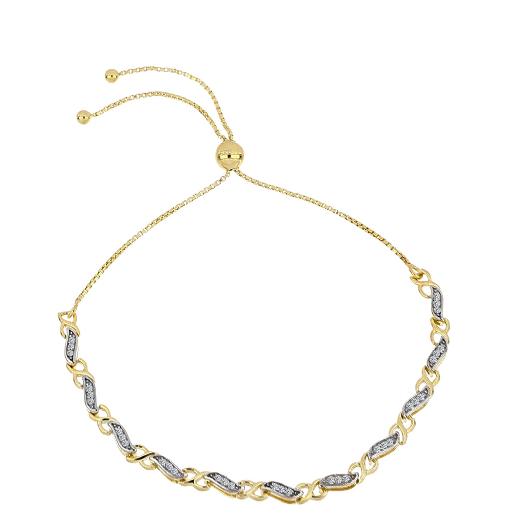 Arannyal Bevont Ezüst Karkötő Kognak Gyémánttal és Fehér Topázzal 1 