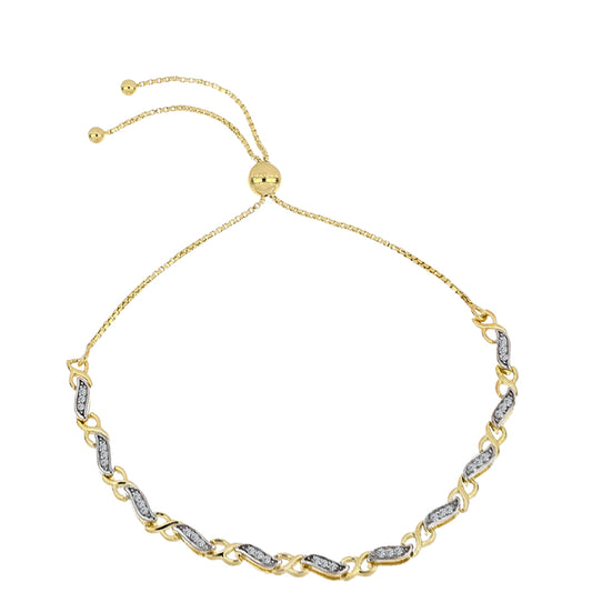 Arannyal Bevont Ezüst Karkötő Kognak Gyémánttal és Fehér Topázzal