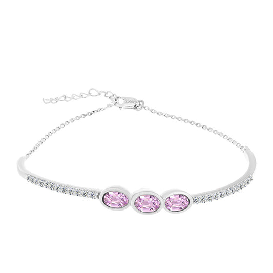 Ezüst Karkötő Palai Kunzittal és Fehér Topázzal