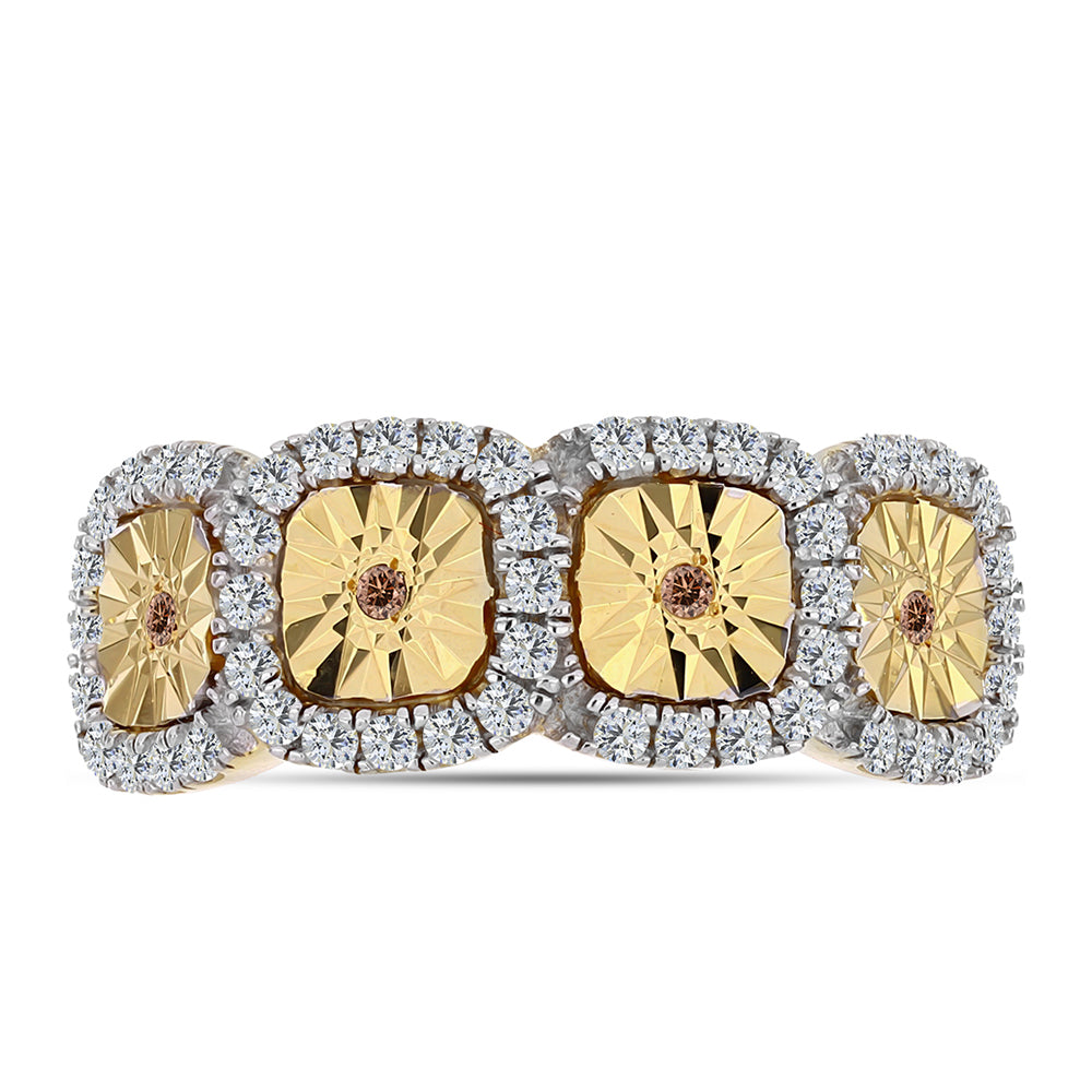 Arannyal Bevont Ezüst Gyűrű Kognak Gyémánttal és Fehér Topázzal 1 