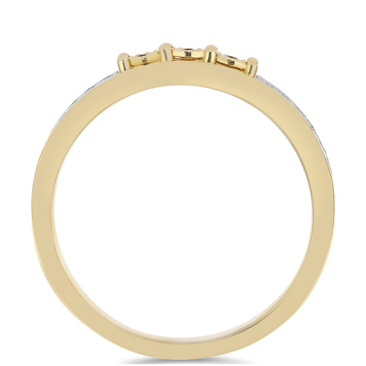 Arannyal Bevont Ezüst Gyűrű Kognak Gyémánttal és Fehér Topázzal