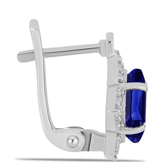 Ezüst Fülbevaló Ausztrál Kék Zafírral és Fehér Topázzal