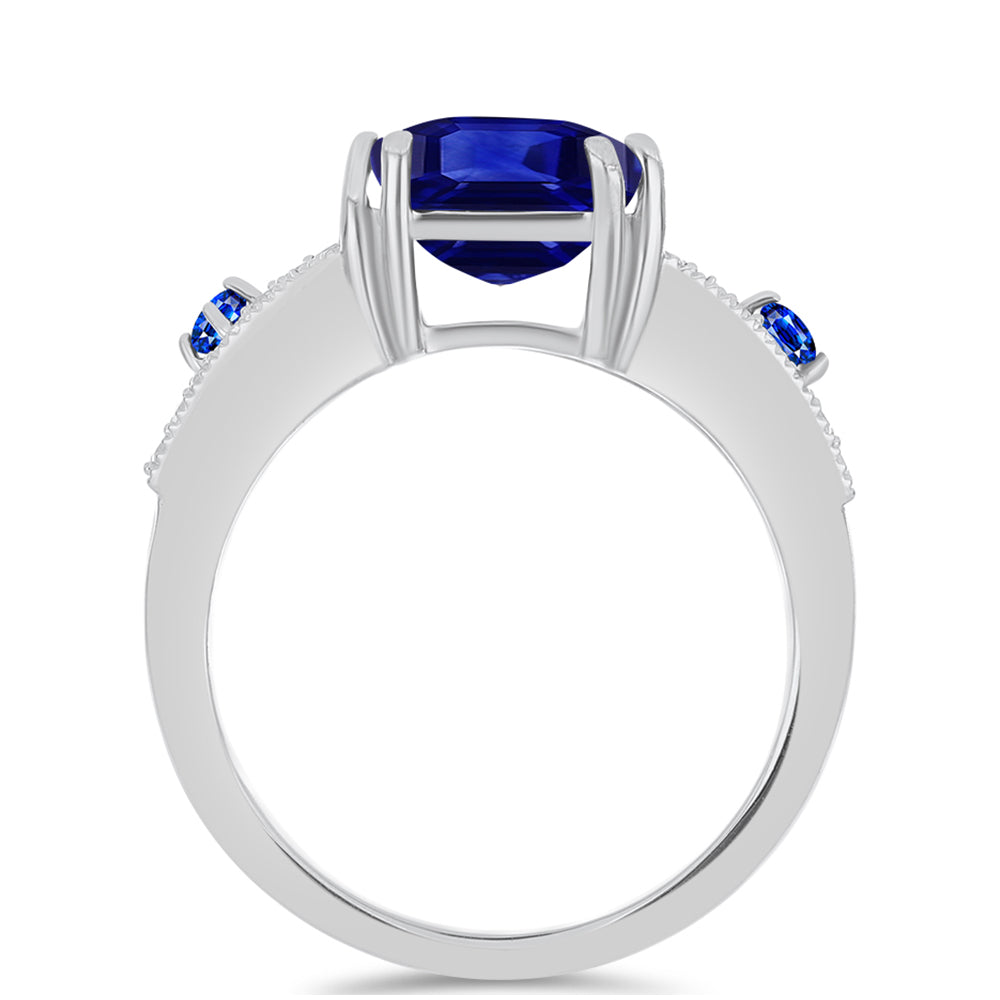 Ezüst Gyűrű Ausztrál Kék Zafírral és Fehér Topázzal