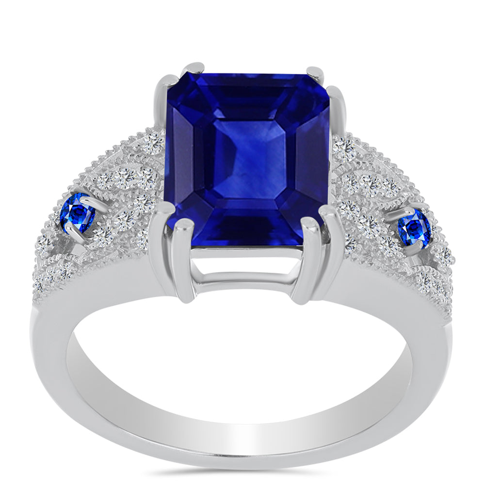 Ezüst Gyűrű Ausztrál Kék Zafírral és Fehér Topázzal