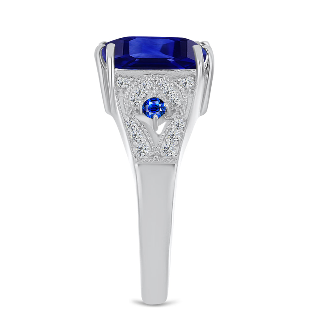 Ezüst Gyűrű Ausztrál Kék Zafírral és Fehér Topázzal 4 