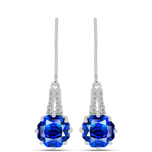 Ezüst Fülbevaló Ausztrál Kék Zafírral és Fehér Topázzal