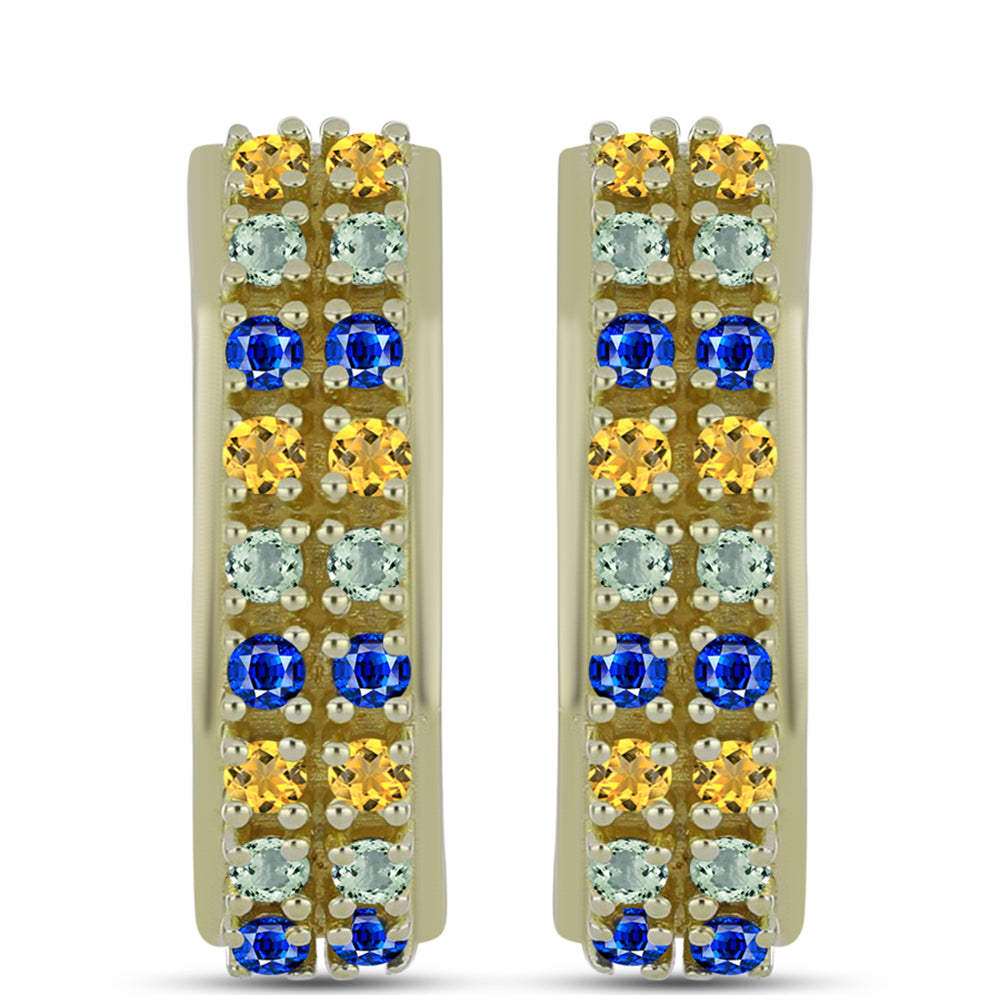 Arannyal Bevont Ezüst Fülbevaló Szivárvány Zafírral 1 