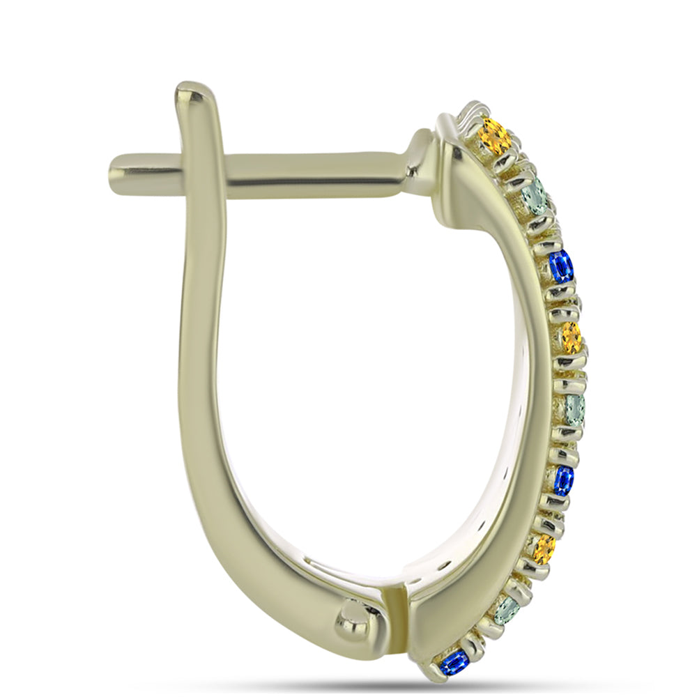 Arannyal Bevont Ezüst Fülbevaló Szivárvány Zafírral 2 