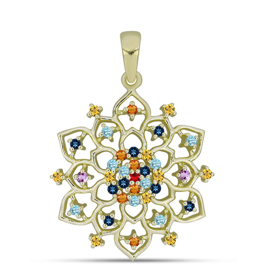 Arannyal Bevont Ezüst Medál Szivárvány Zafírral