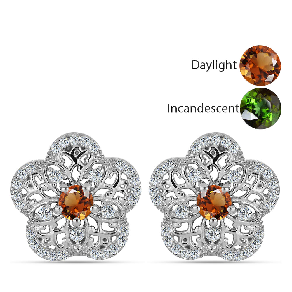 Ezüst Fülbevaló Minősített laboratóriumban előállított Anatóliai Zultanit-tal és Fehér Topázzal 1 