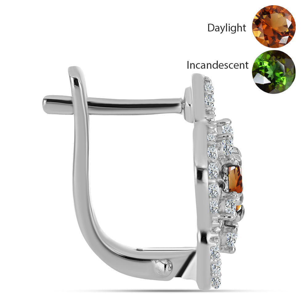 Ezüst Fülbevaló Minősített laboratóriumban előállított Anatóliai Zultanit-tal és Fehér Topázzal 2 