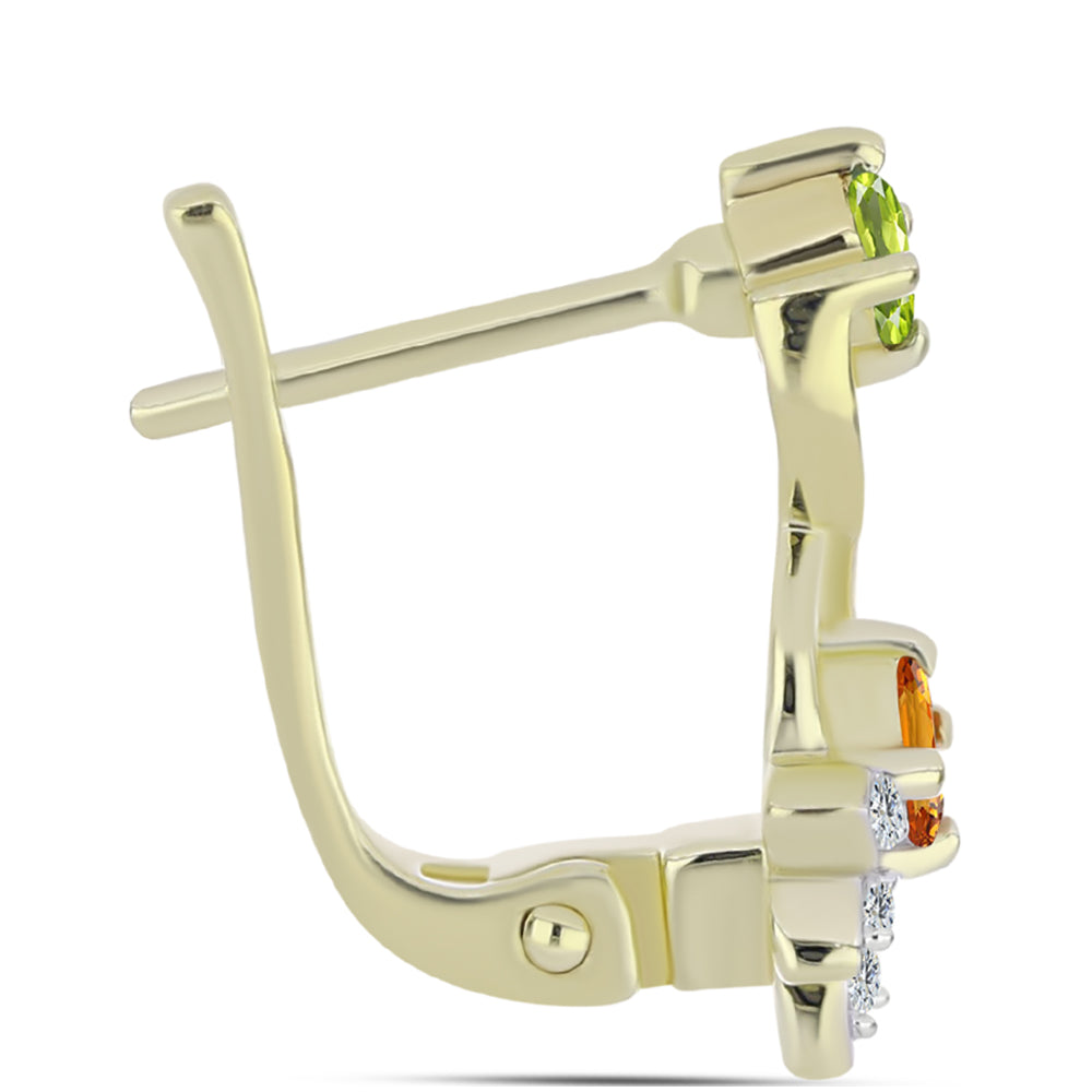 Arannyal Bevont Ezüst Fülbevaló Szivárvány Zafírral és Fehér Topázzal 2 