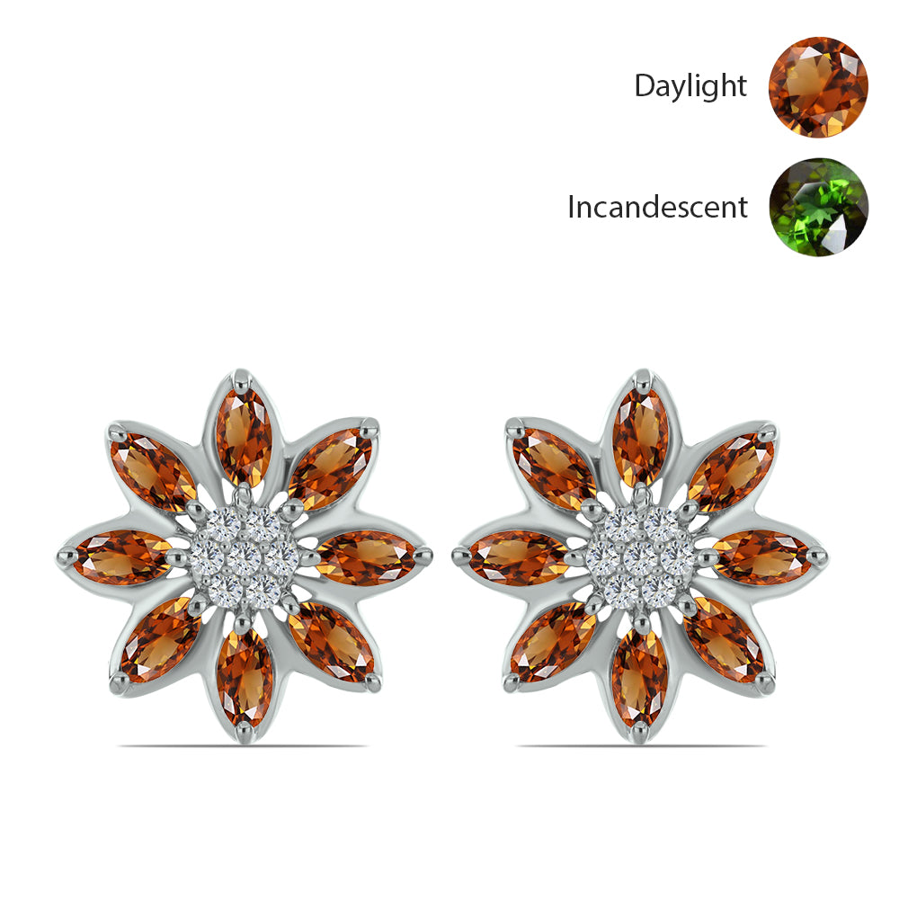 Ezüst Fülbevaló Minősített laboratóriumban előállított Anatóliai Zultanit-tal és Fehér Topázzal 1 