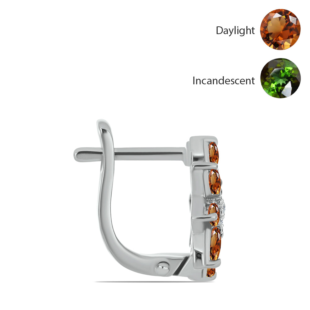 Ezüst Fülbevaló Minősített laboratóriumban előállított Anatóliai Zultanit-tal és Fehér Topázzal 2 