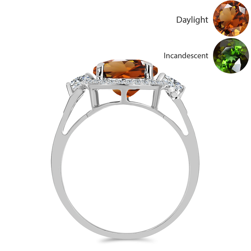 Ezüst Gyűrű Minősített laboratóriumban előállított Anatóliai Zultanit-tal és Fehér Topázzal 2 