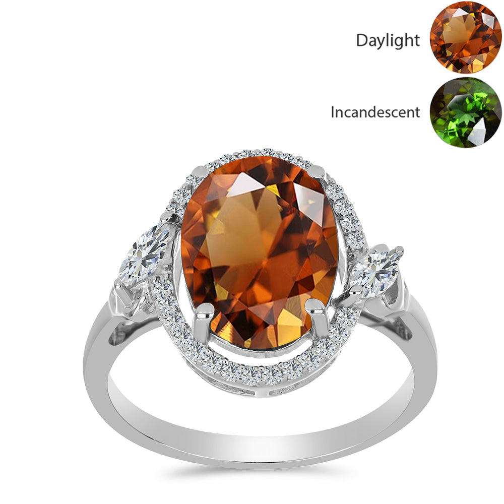 Ezüst Gyűrű Minősített laboratóriumban előállított Anatóliai Zultanit-tal és Fehér Topázzal 3 